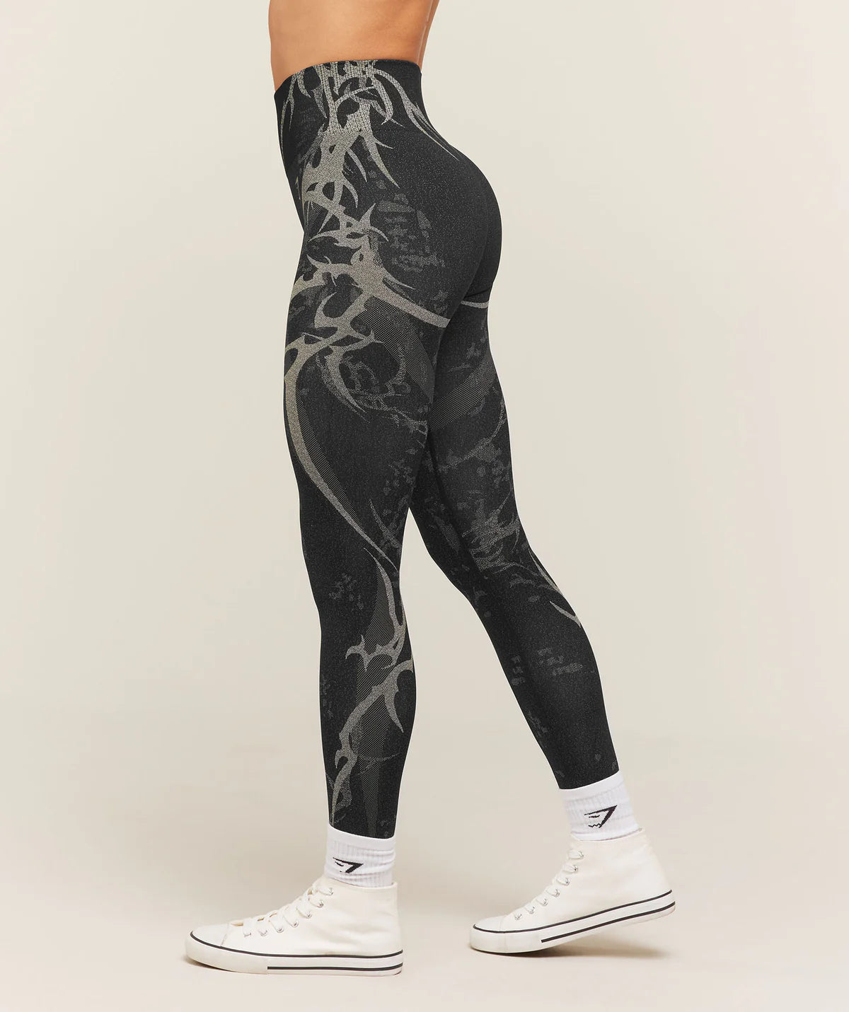 Gymshark Storm Seamless Leggings Black Tinted White