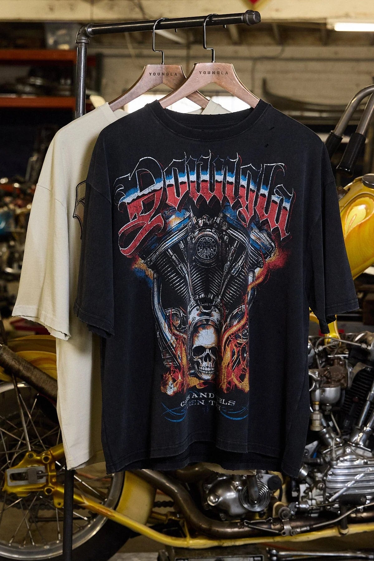 YoungLA Cars & Curls Tee Hell Ride Black