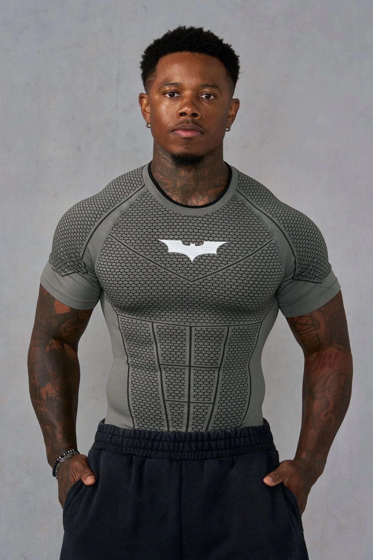 YoungLA BATMAN COMPRESSION TEE Grey Green