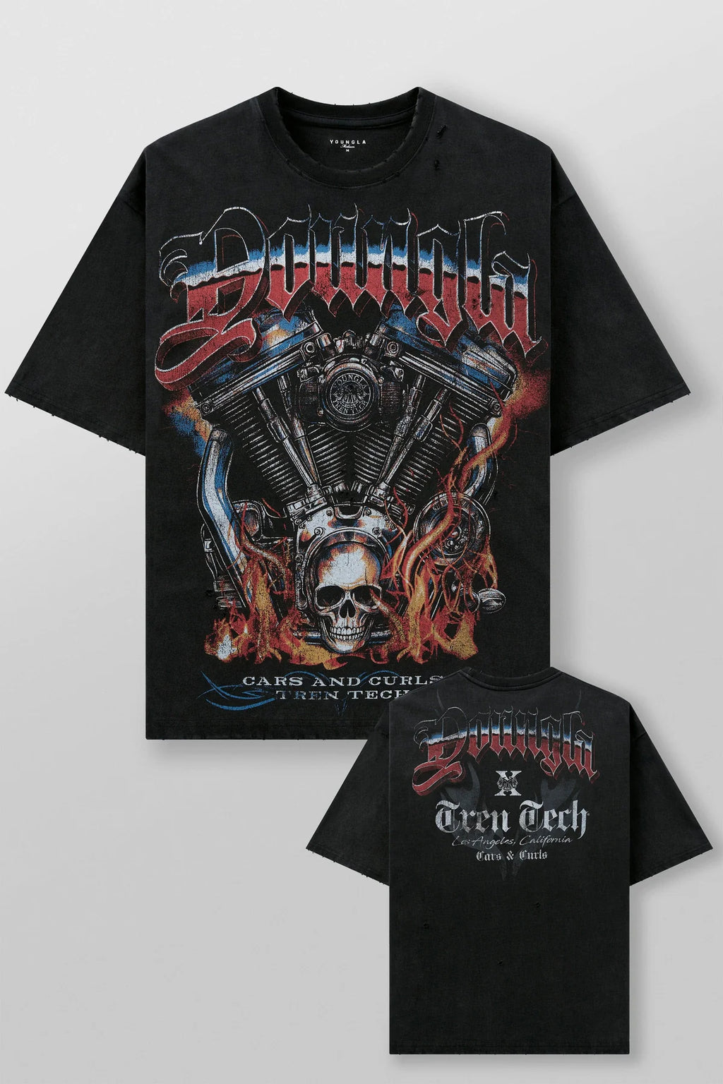YoungLA Cars & Curls Tee Hell Ride Black