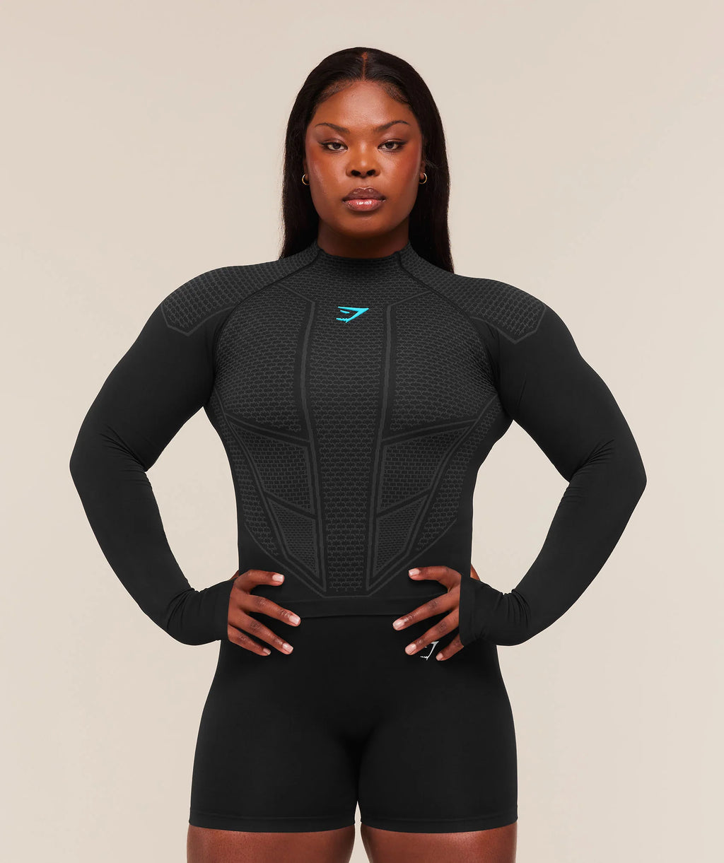 Gymshark Onyx Longsleeve Top Body fit Black