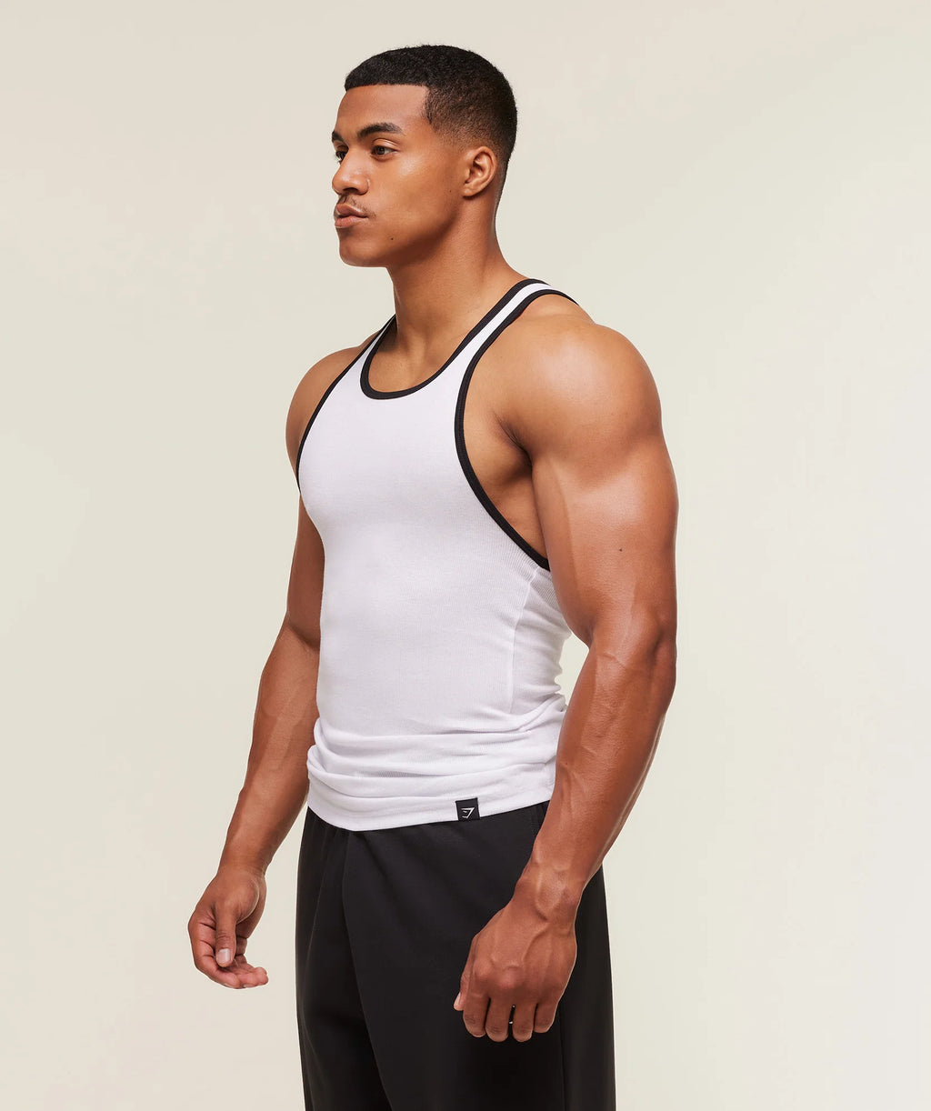 Gymshark Ribbed Tank White/Black