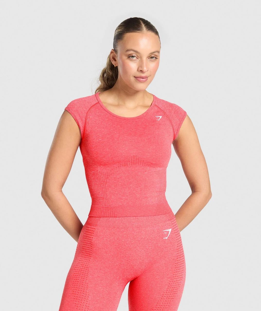 Gymshark Vital Scoop Neck Top Coral Red Marl