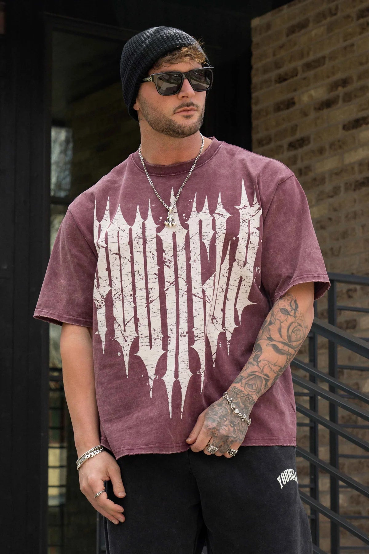 YoungLA revenge tee burgundy wash