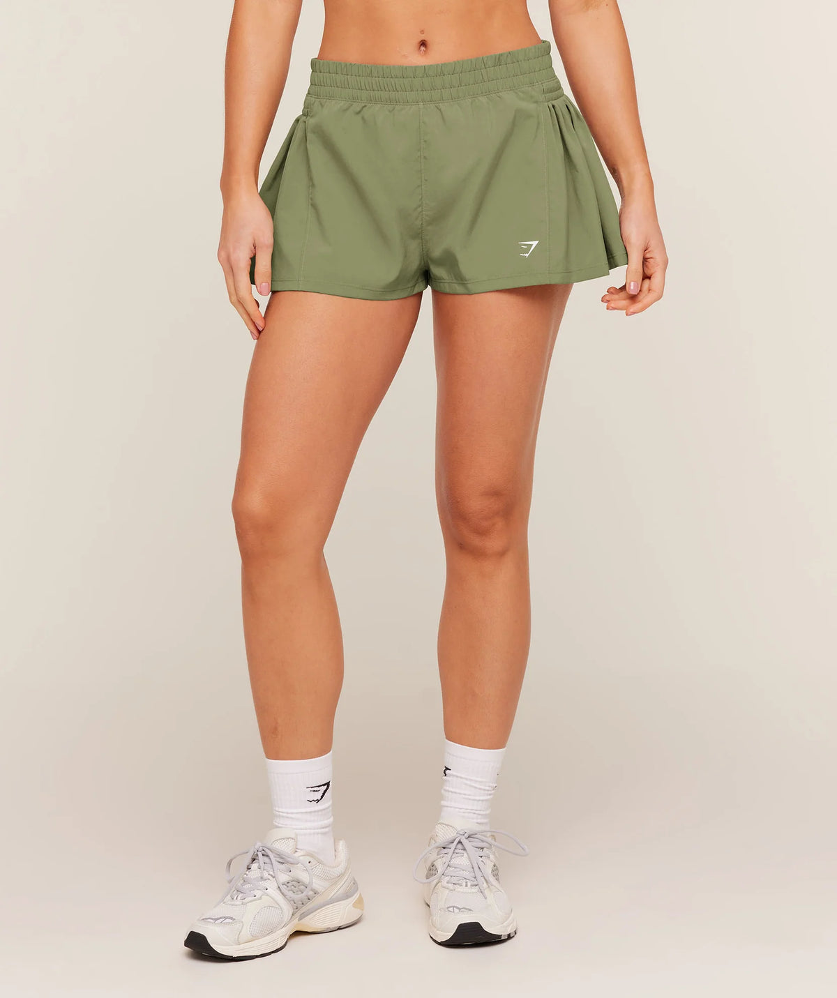Gymshark Flutter Woven Shorts Grounded Green