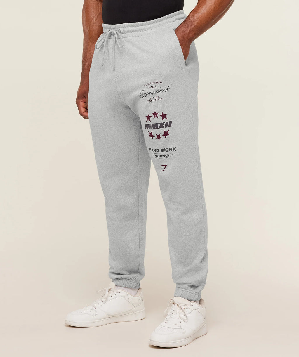 Gymshark Global Lifting Graphic Pants Light Grey Core Merl
