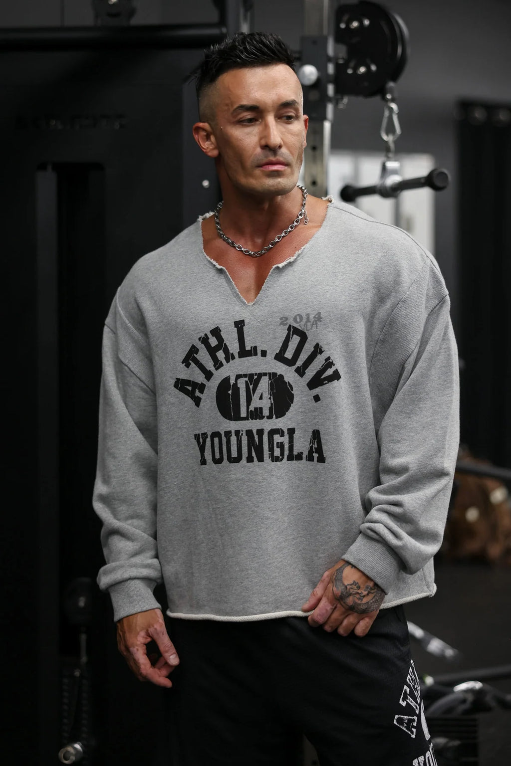 YoungLA Golden Era Pump Cover Crewneck Heather Grey