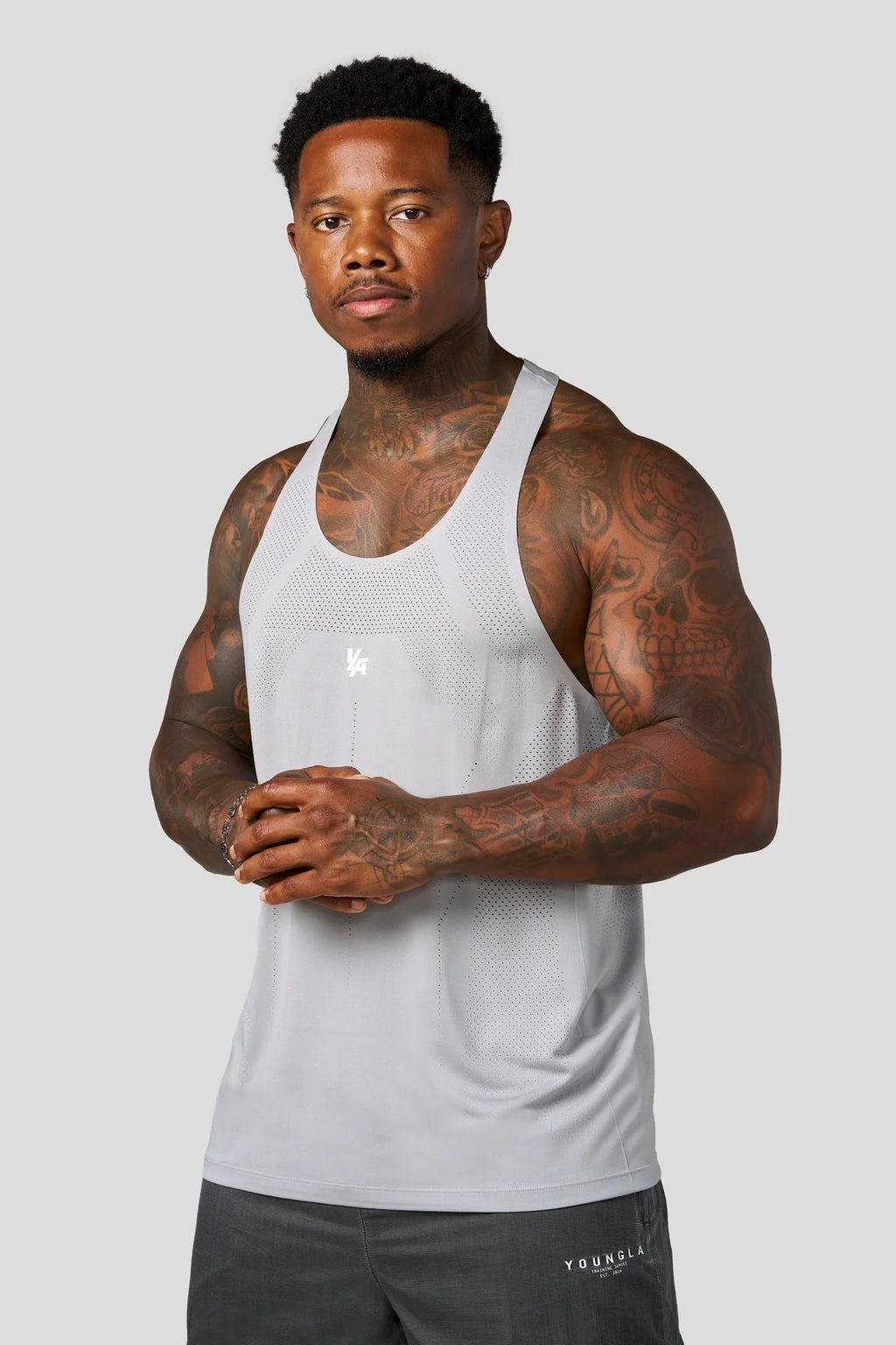YoungLA Engineered Mesh Tanks Light Grey