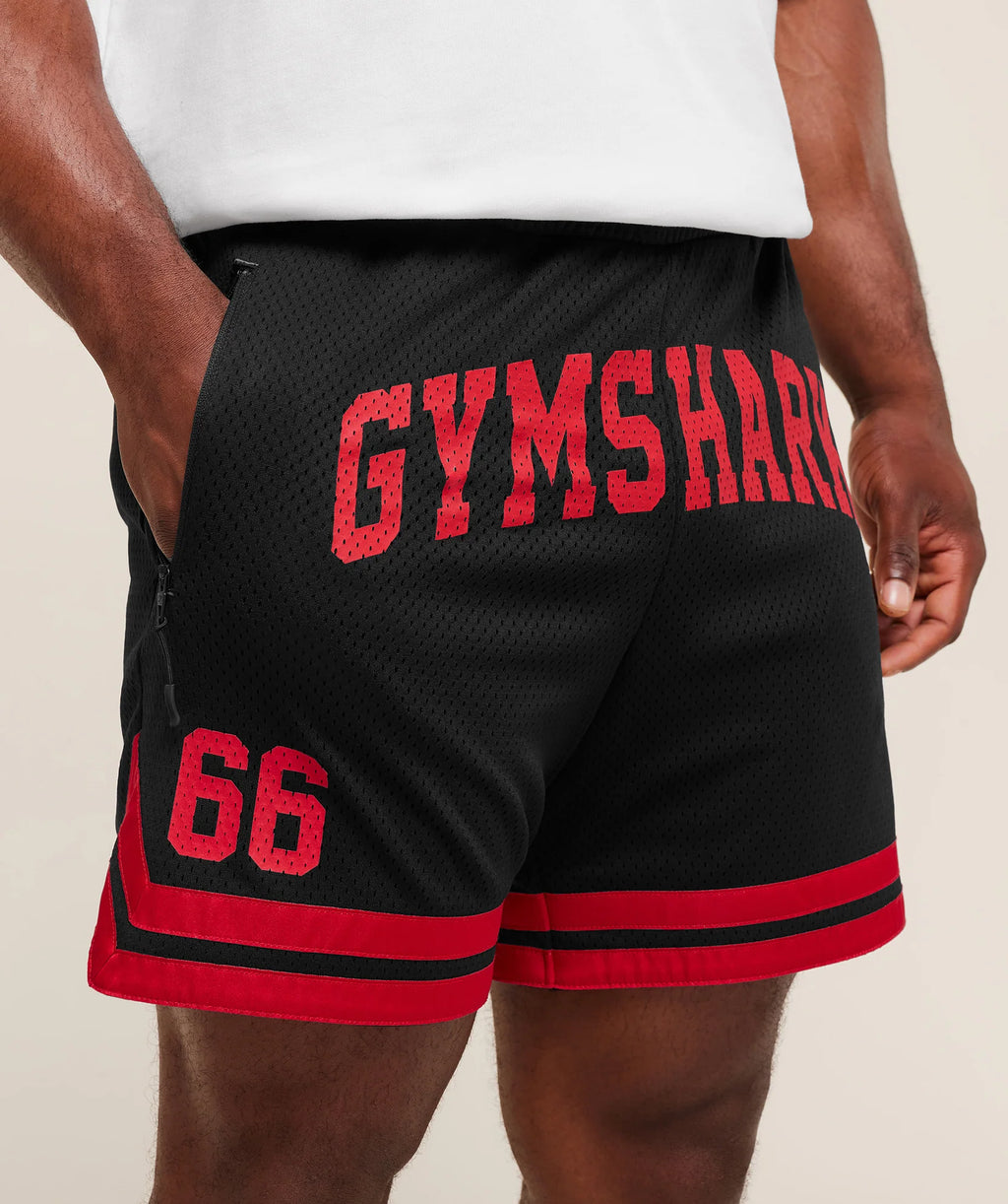 Gymshark Campus Mesh Shorts Black/Red