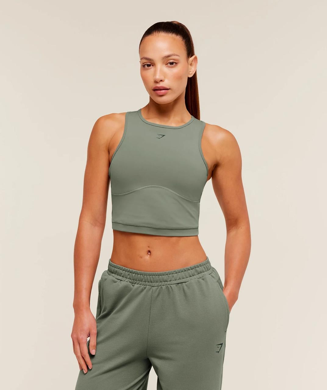 Gymshark Lifting Dipped Crop Tank Unit Green