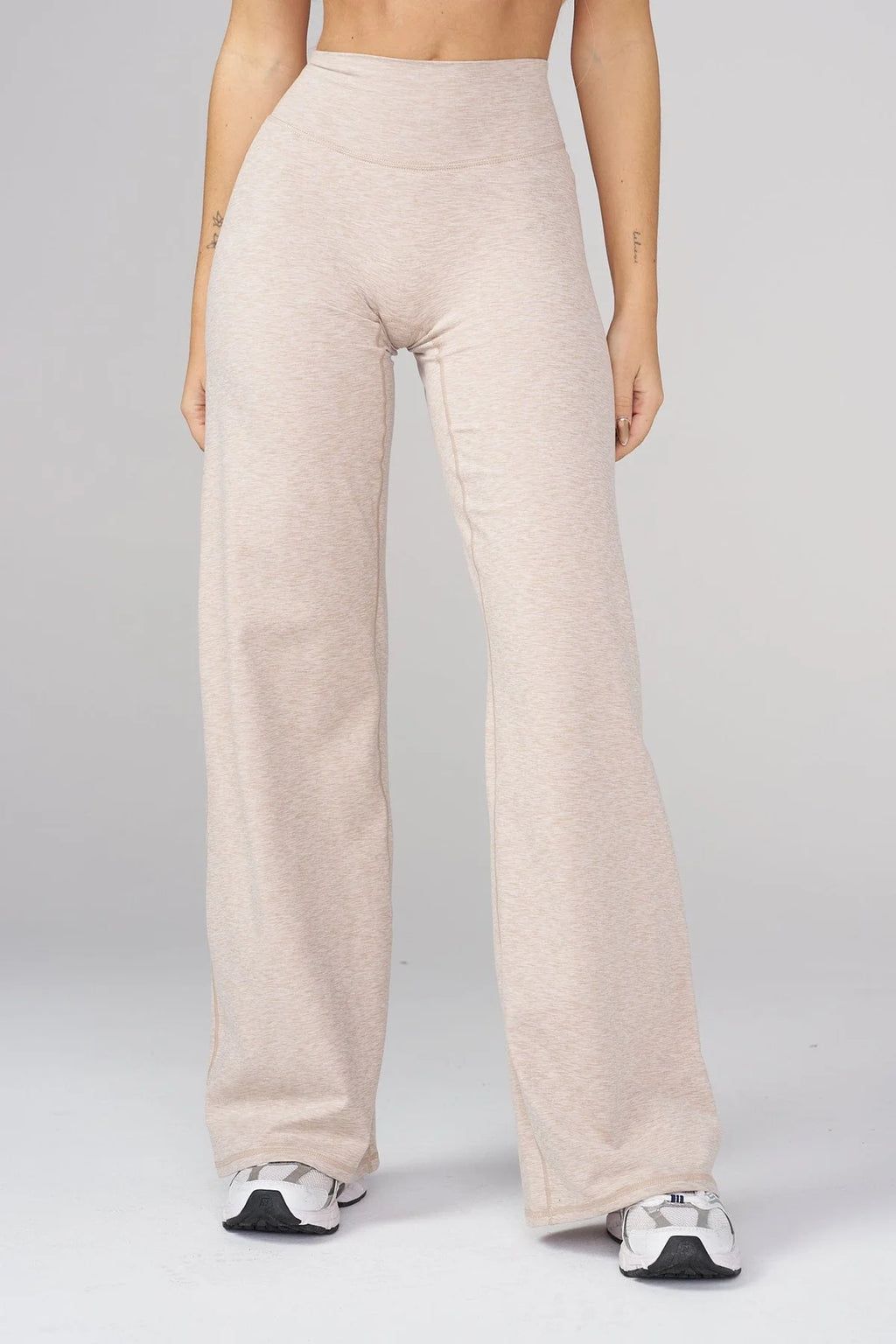 YoungLA Reset Wide Leg Leggings Heather Oatmeal