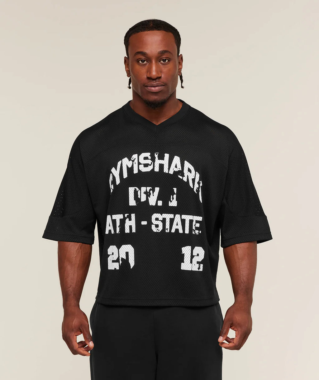 Gymshark Graphic Mesh Oversized T-Shirt Black