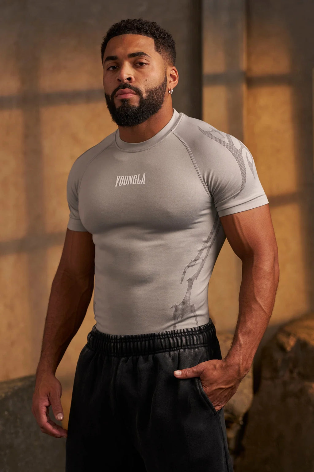 YoungLA Gothic Compression Tees grey