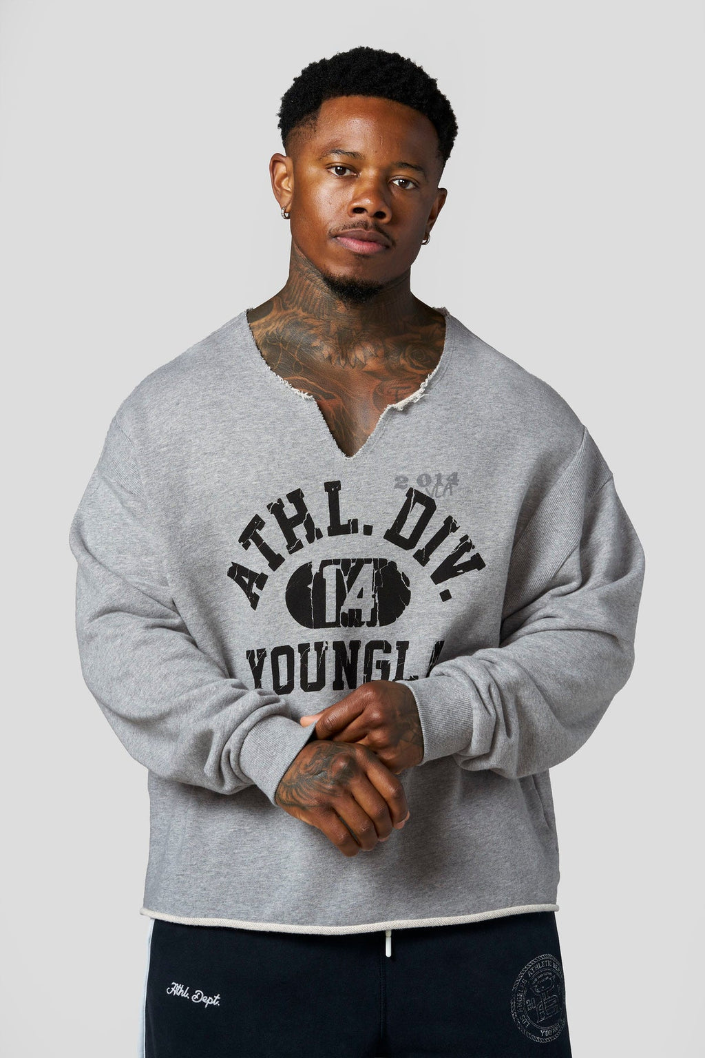YoungLA Golden Era Pump Cover Crewneck Heather Grey