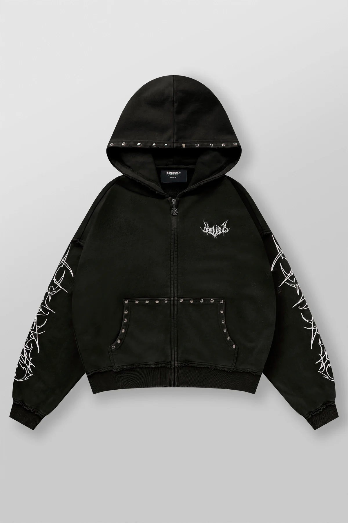 YoungLa TRIBAL STUD ZIP-UPS Black Wash