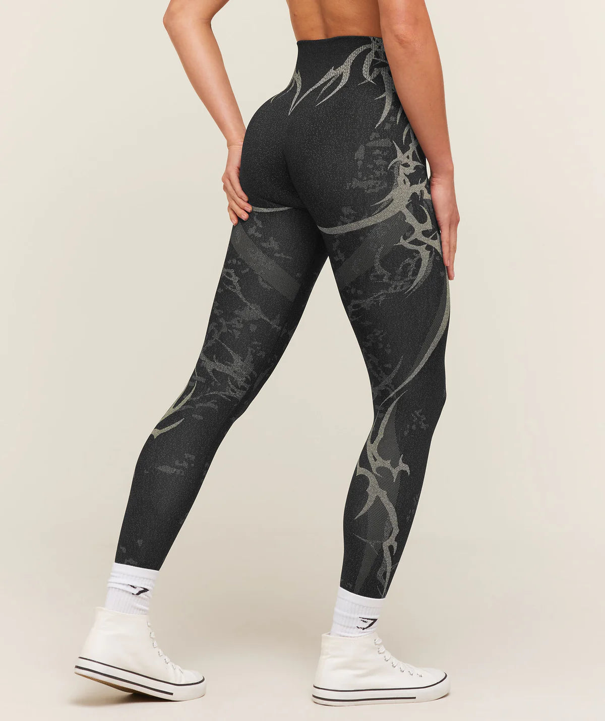 Gymshark Storm Seamless Leggings Black Tinted White