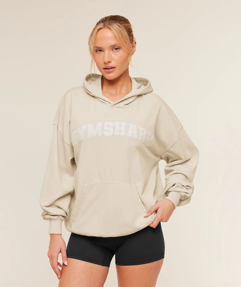 Gymshark Chainstitch Graphic Hoodie Pebble Grey/Wash