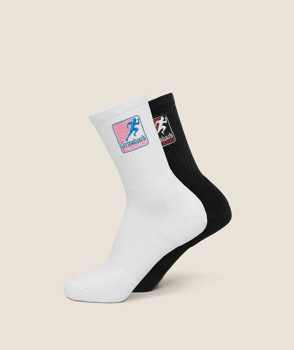 Gymshark Running Graphic Crew Socks 2pk Black/White