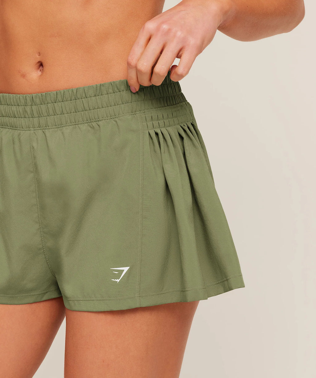 Gymshark Flutter Woven Shorts Grounded Green