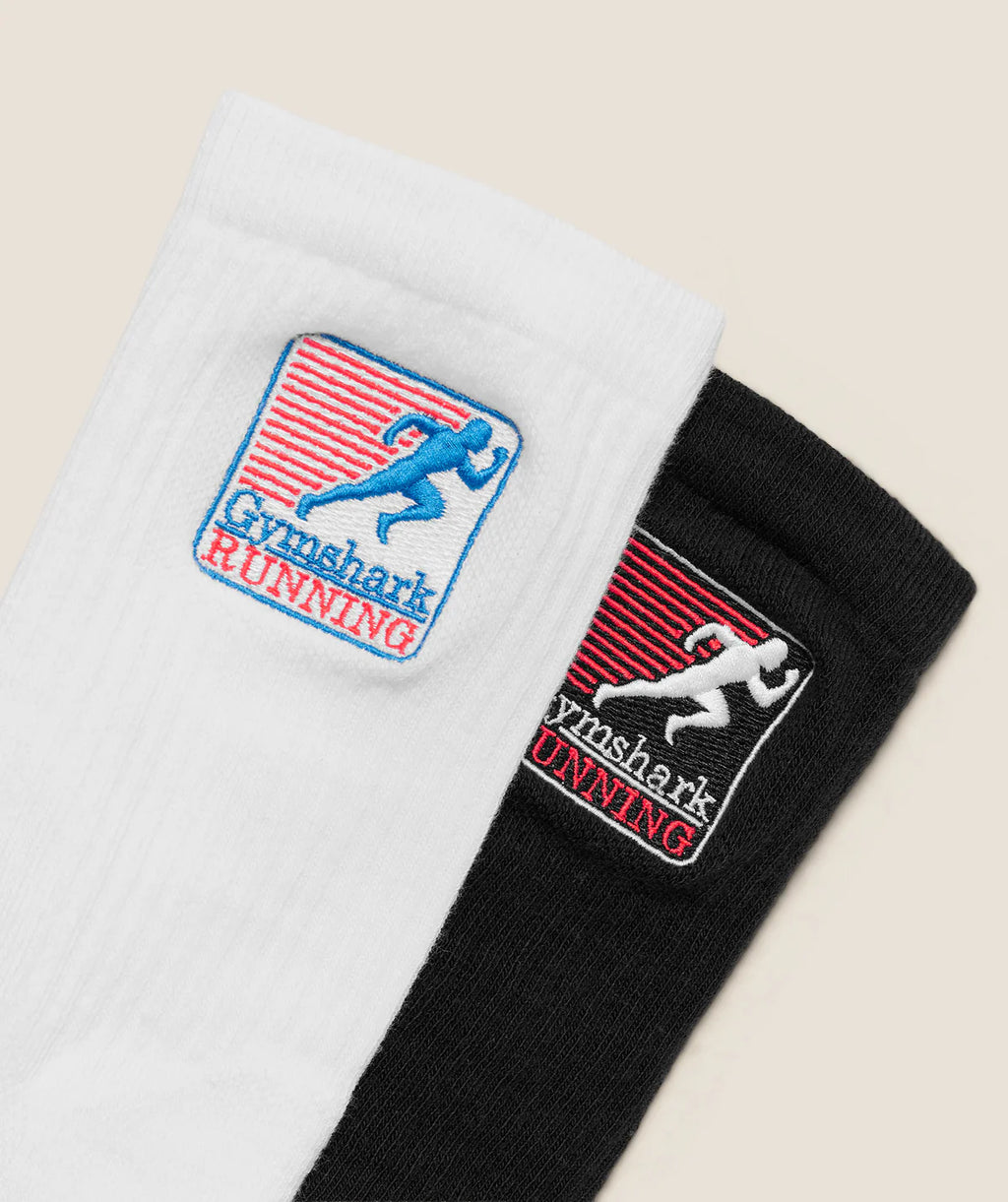 Gymshark Running Graphic Crew Socks 2pk Black/White