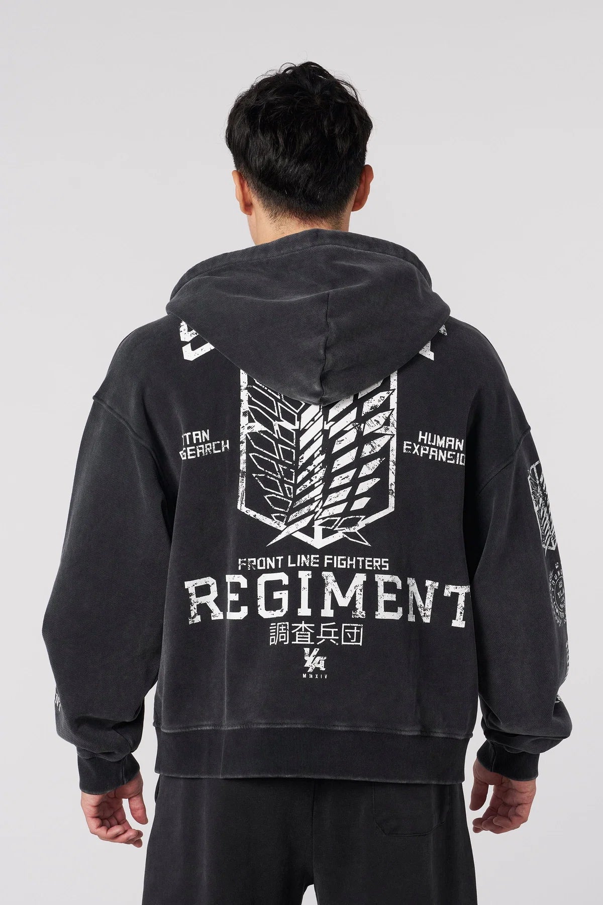 AOT x YLA Zip-up Hoodie Black