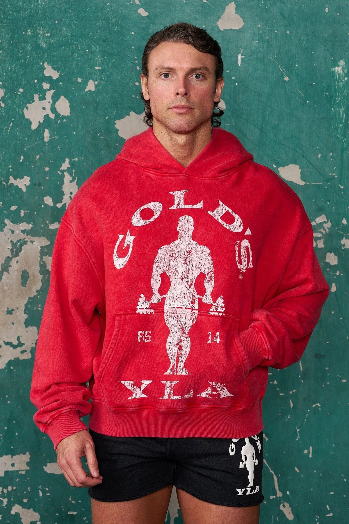 Young LA Golds Gym Classic Pull Over Red Wash
