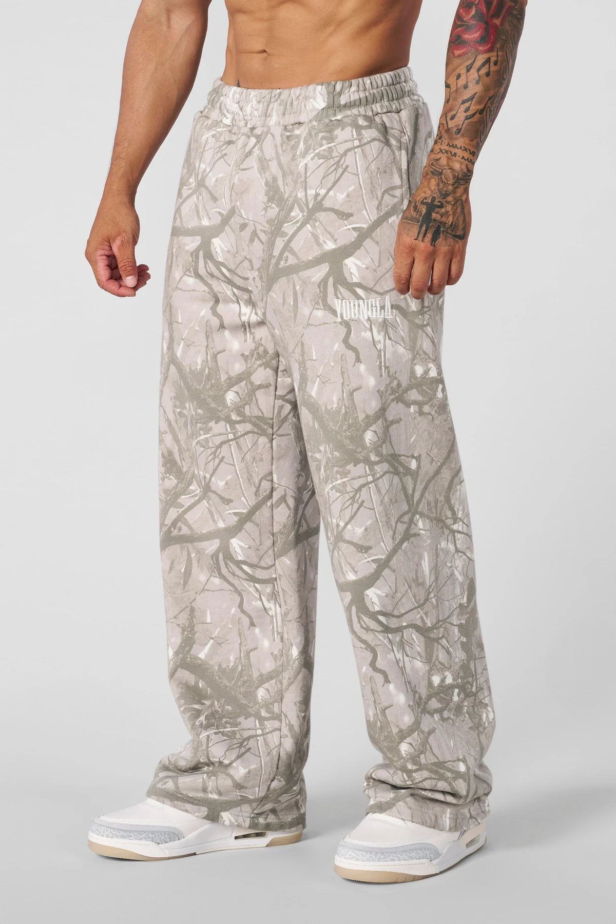 YoungLA Tree Camo Baggy Sweats Tan Tree Camo