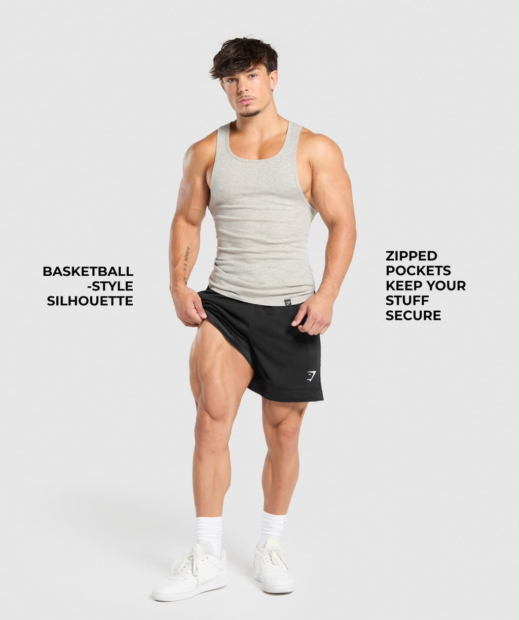 Young LA Campus Mesh Shorts Black/White Logo
