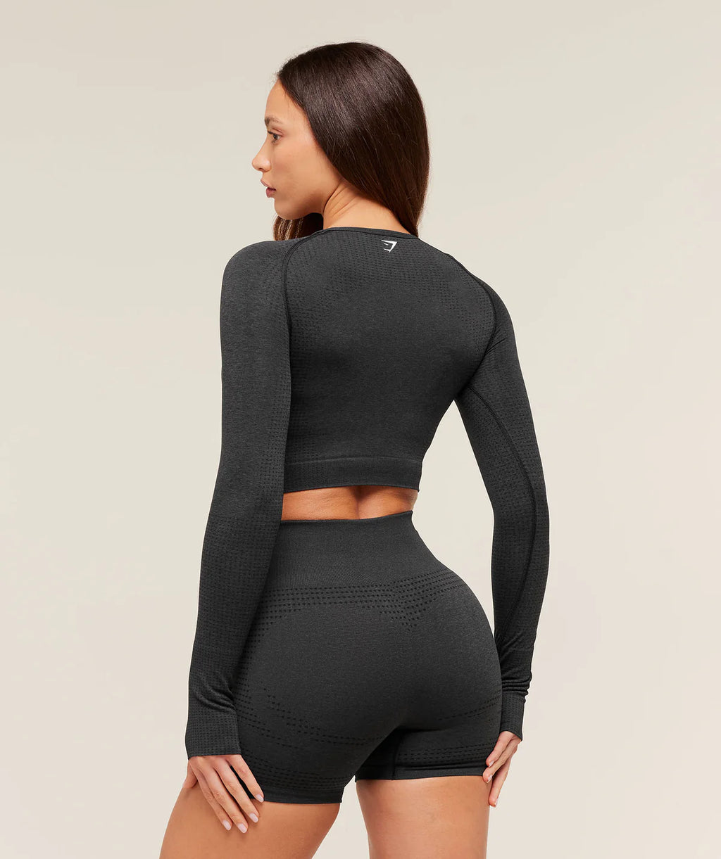 Gymshark Vital Crop Top Black Marl
