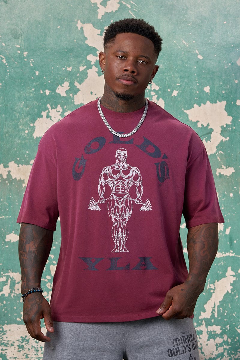 YoungLA Gold's Iron Legacy Icon Tees Burgundy