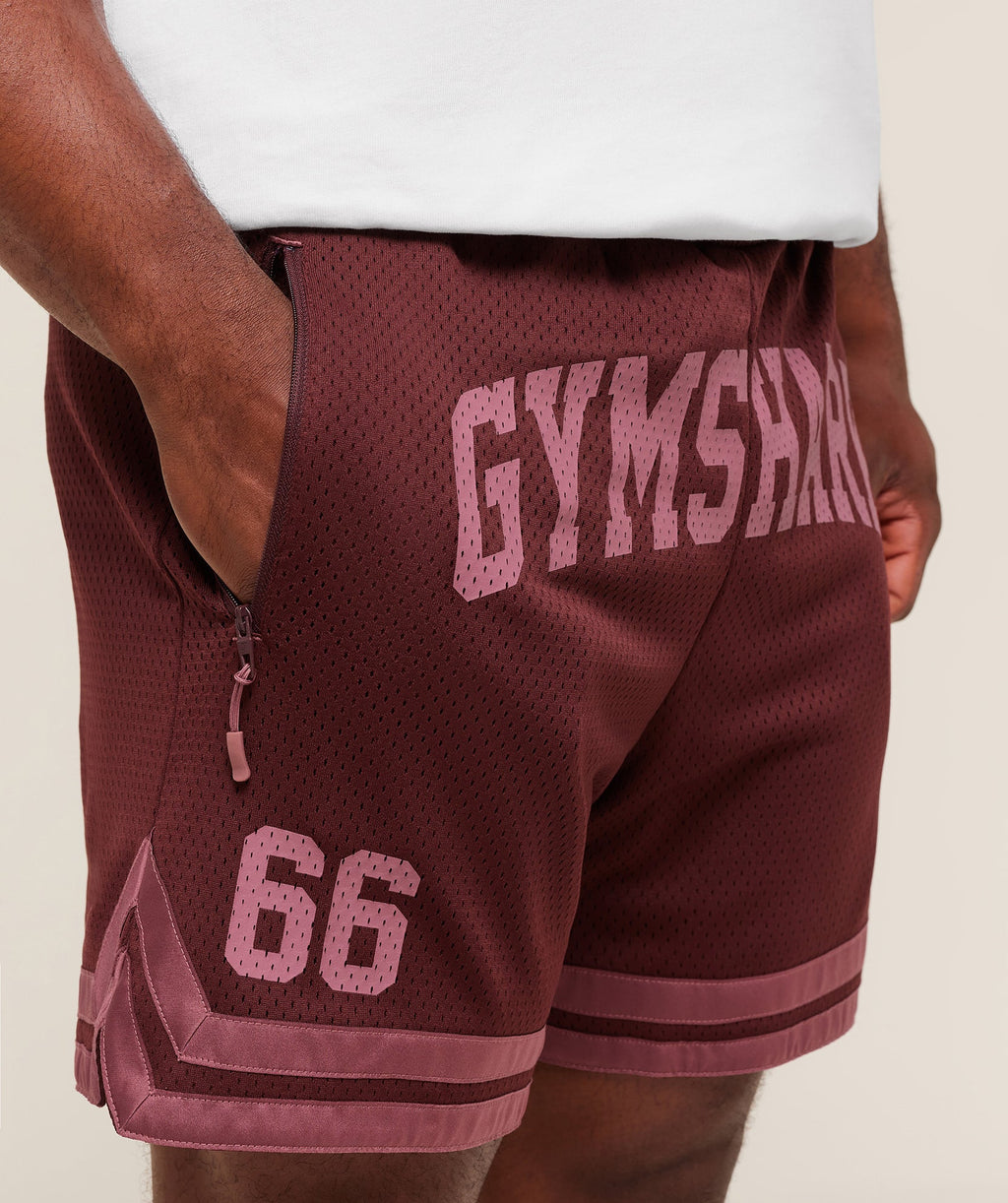 Gymshark Campus Mesh Shorts Rich Maroon/Reset Pink