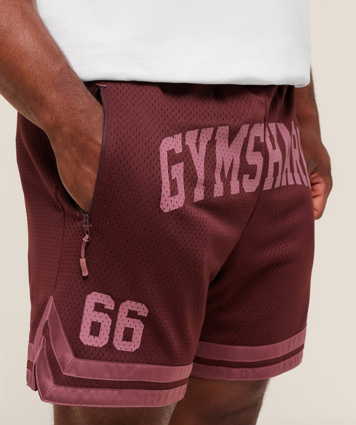 Gymshark Campus Mesh Shorts Rich Maroon/Reset Pink
