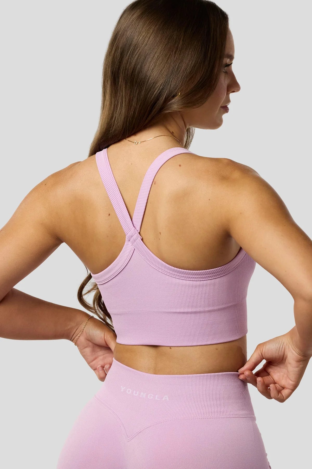 Young LA Seamless Recerback Crop Tank Pink