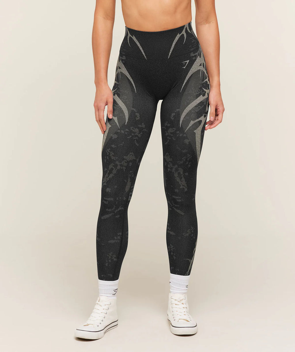 Gymshark Storm Seamless Leggings Black Tinted White