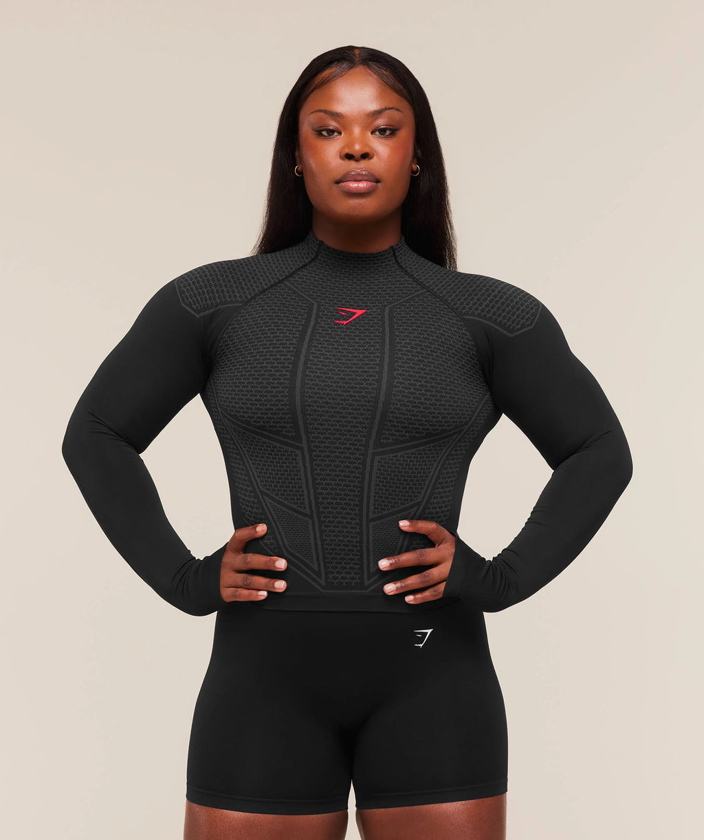 Gymshark Onyx Longsleeve Top Body fit Red Carmine