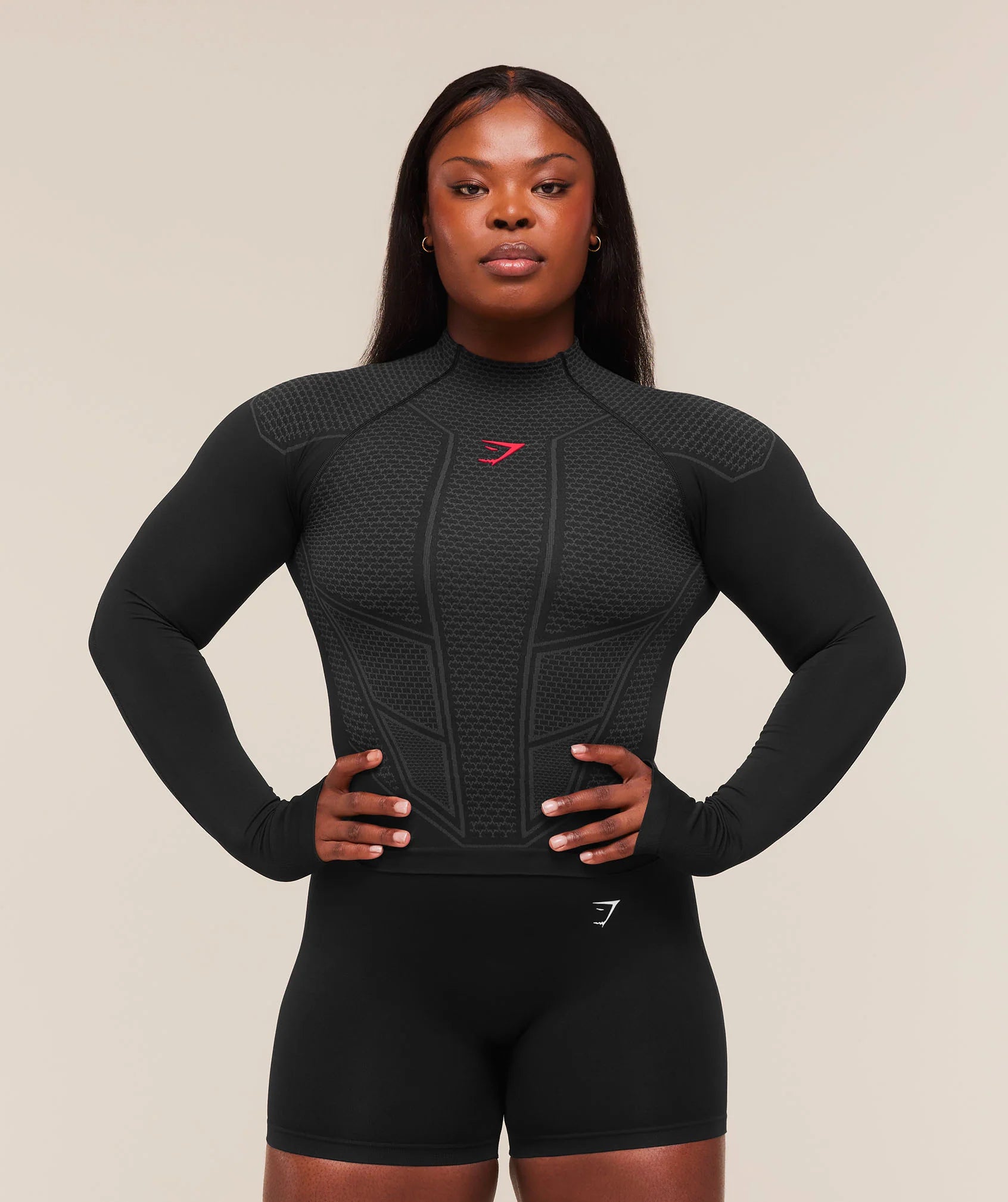 Gymshark Onyx Longsleeve Top Body fit Red Carmine