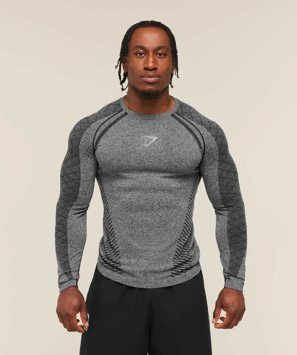 Gymshark Devant Seamless Long Sleeve T-shirt Black