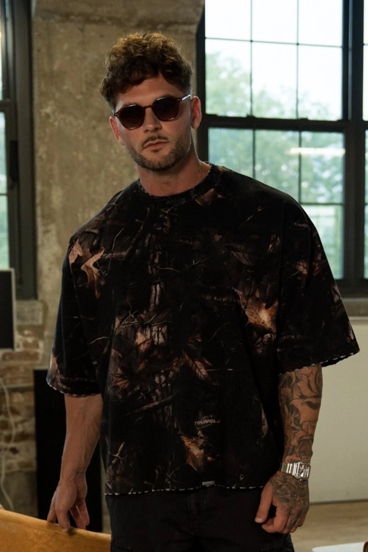 YoungLA Huge Tees Black Tree Camo
