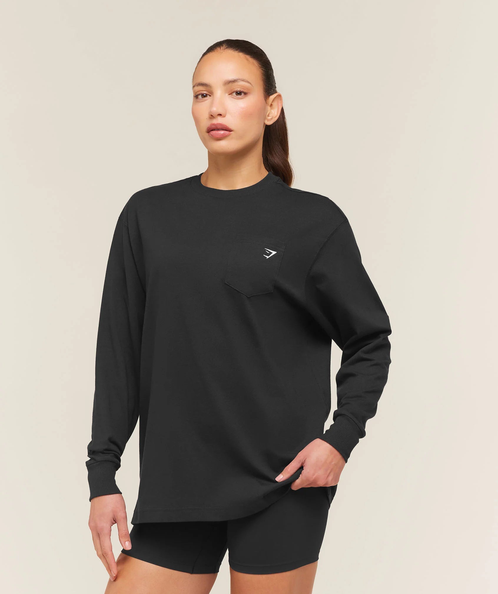 Gymshark Juicy Peach Long Sleeve T-Shirt Black
