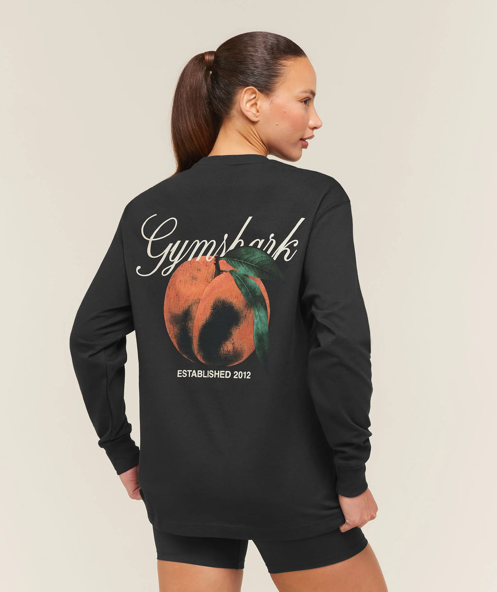 Gymshark Juicy Peach Long Sleeve T-Shirt Black