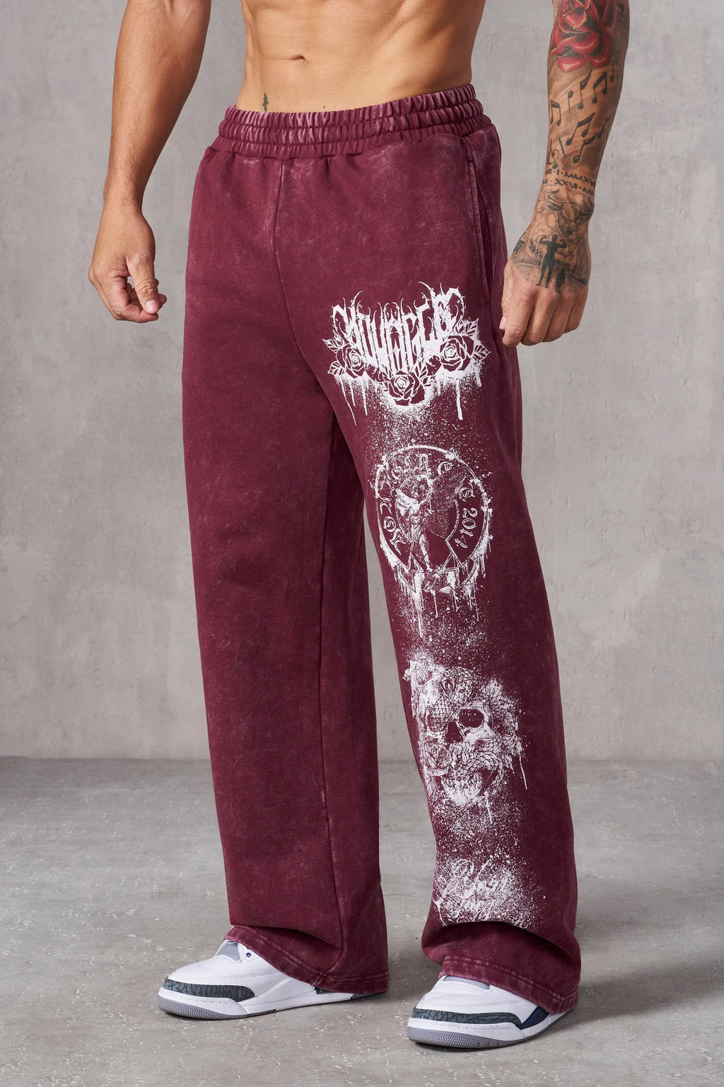 YoungLA DYNASTY SWEATS Burgundy Wash