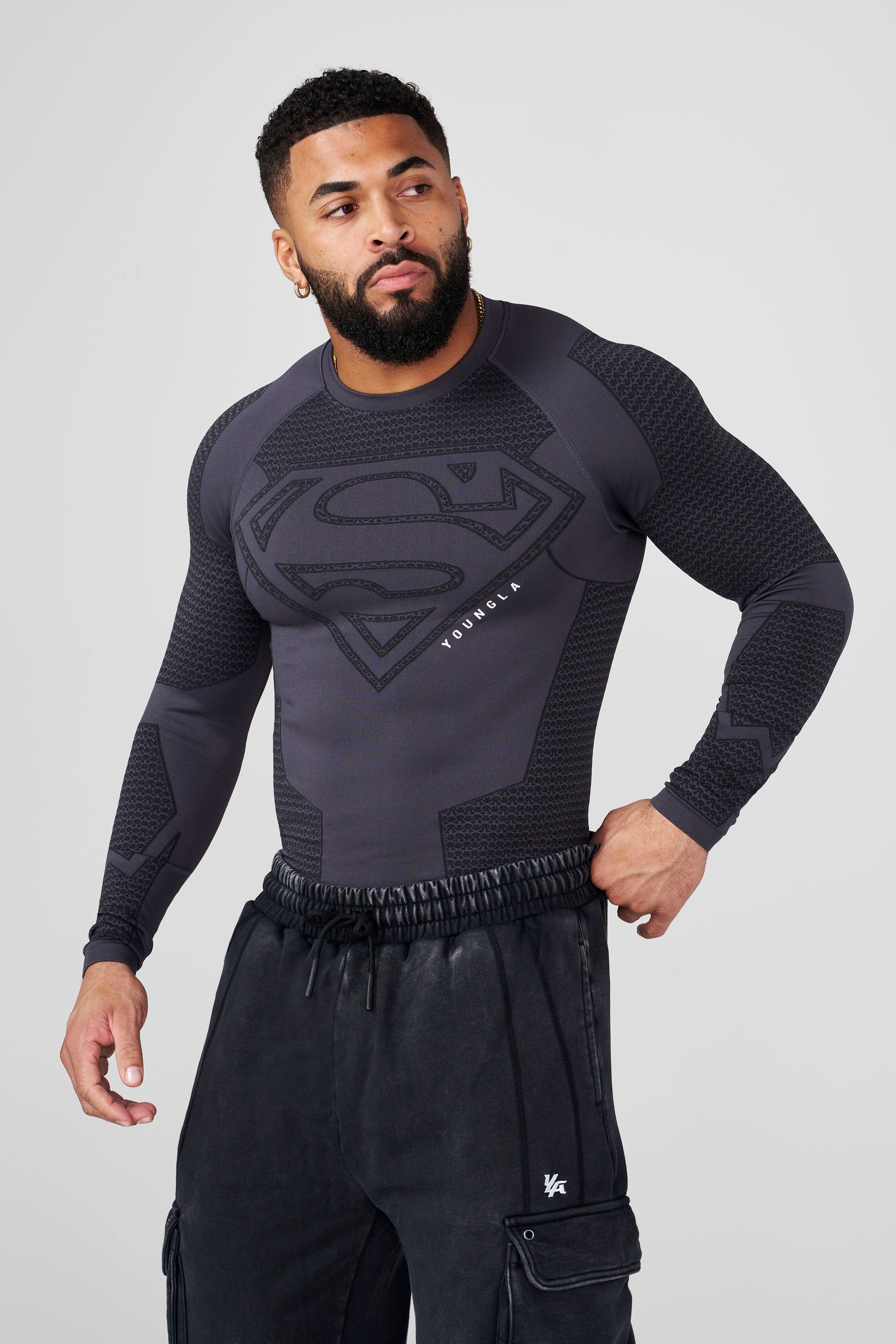 Superman Compression Longsleeves Charcoal