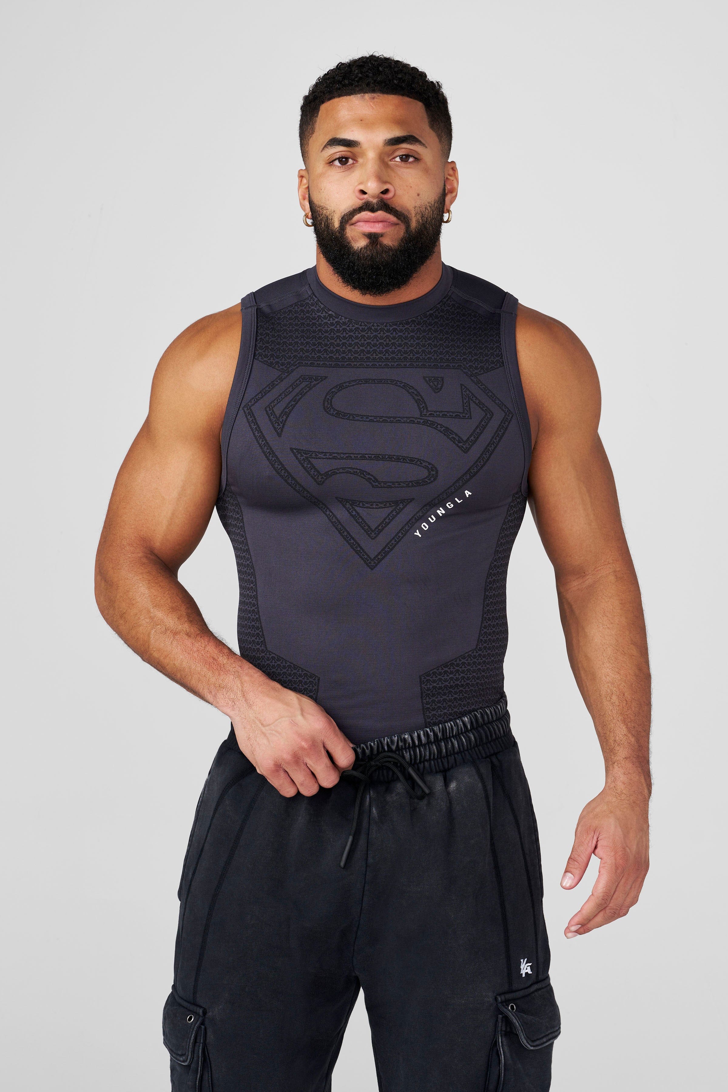 Superman Compression Tanks Charcoal