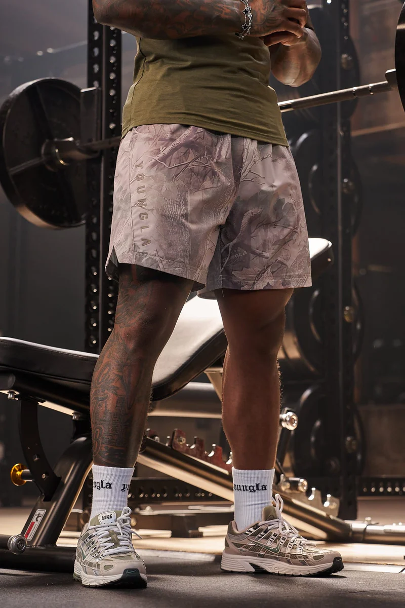 Prime Training Shorts Desert Tan Tree Camo