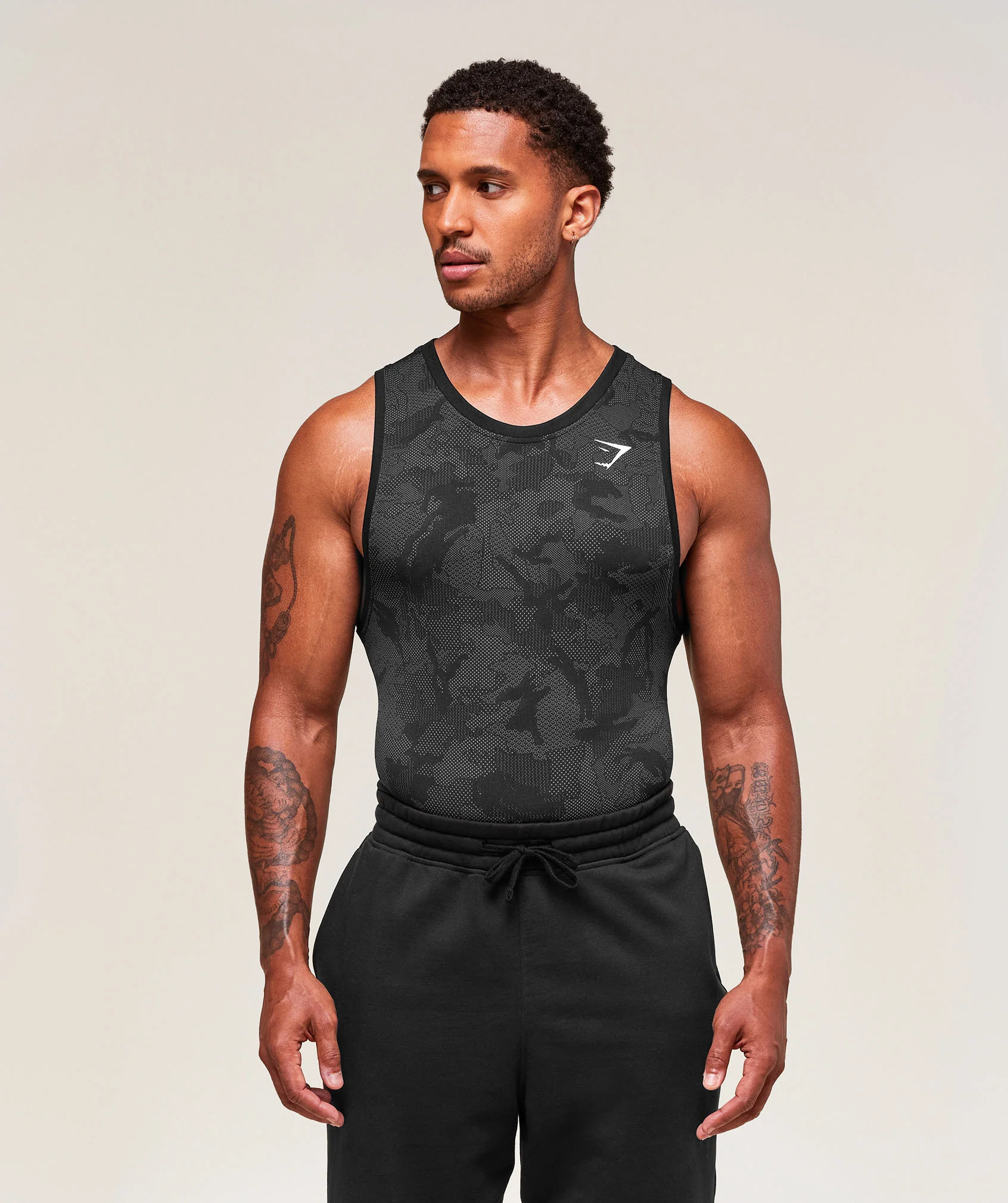 Geo Seamless Tank Black/Charcoal Grey