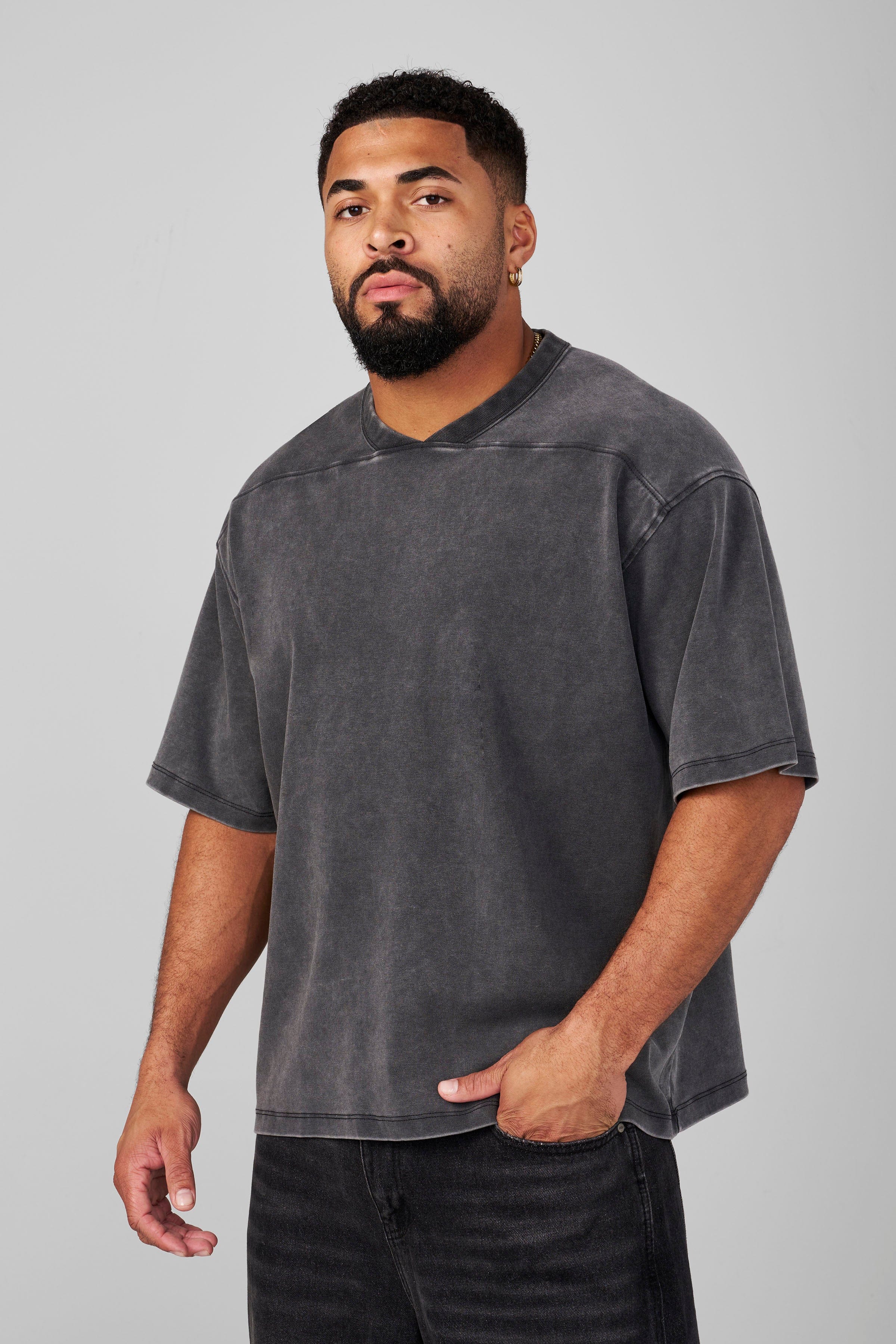 V-Neck Soft Tees Grey Wash
