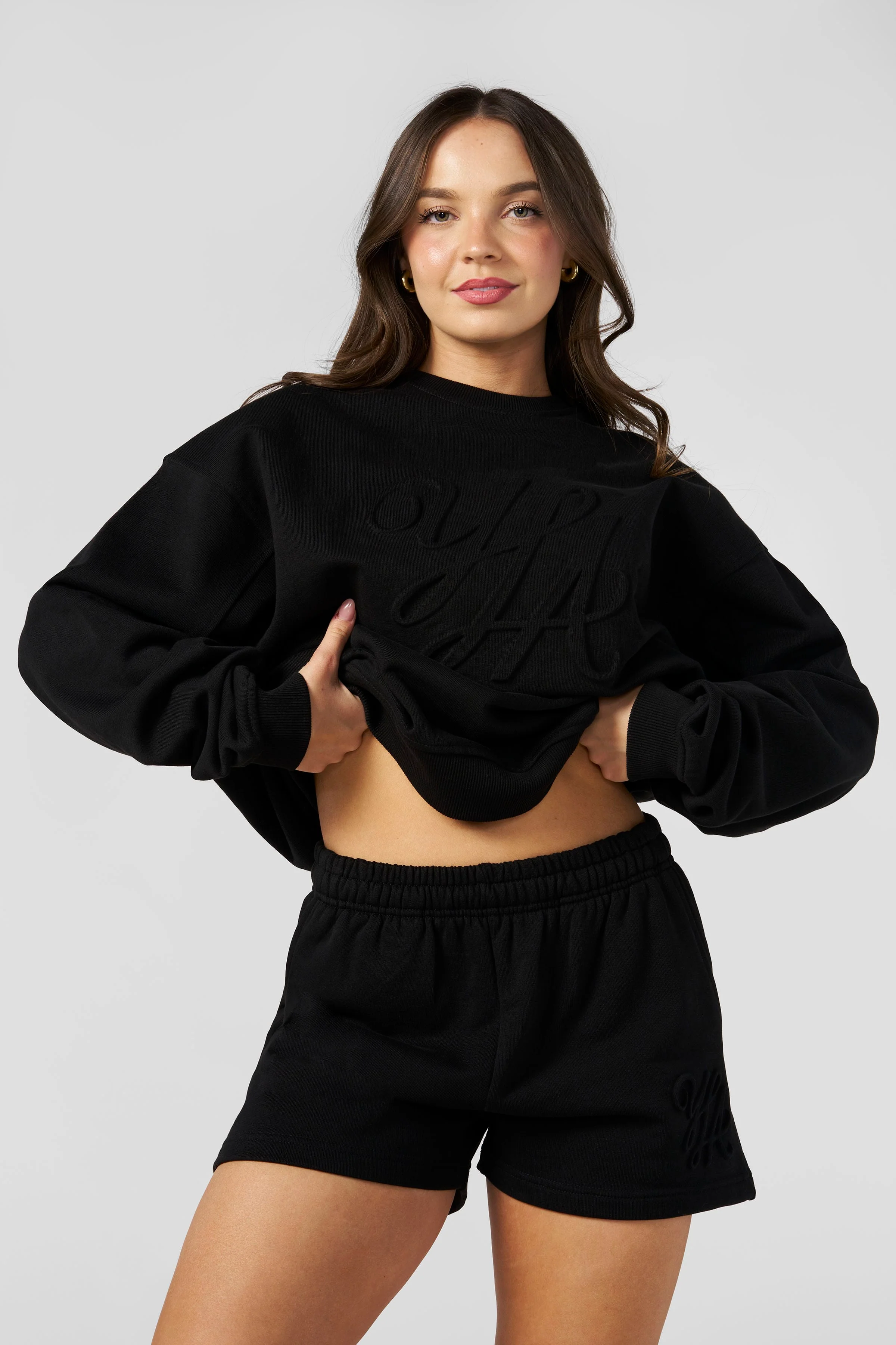 Emblem Embossed Crewneck Black
